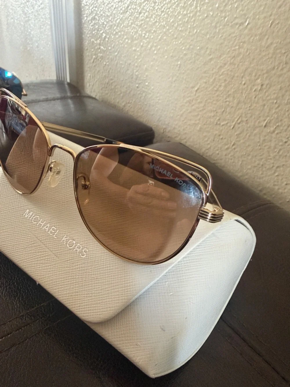 Michael Kors Gold Metal Cat Eye Sunglasses with Brown Gradient Lenses - Picture 6 of 7